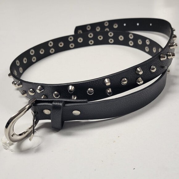 MENS Black Metal Stud Belt - Picture 2 of 11